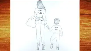 how to draw a mom and son | pencil sketch for beginners | ranju drawing | easy drawing