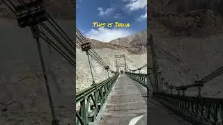 Wooden bridge crossing in Ladakh