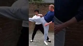 Bruce Lee teaching to Steve McQueen how to make side kick