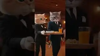 Restaurant DISASTER 2 CAT GET IN FIGHT!  #ai #funny #food #cats #animals