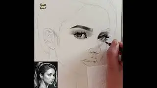 How to Draw a Beautiful AI Girl Face in Realistic Style | Charcoal Drawing Tutorial