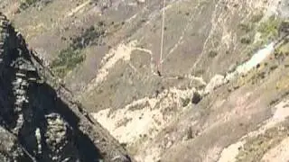 Kelsey Can Fly! Nevis Bungy, NZ - 134 m in the Air.