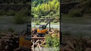 The work of a timber transporter in the forest is not easy#job #woodworking #skills #danger #workers