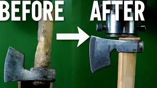 Properly Replacing an Old Axe Handle With Hydraulic Press + Restoration