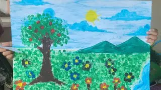 Una dan Bulek Rui finger painting tema lingkungan