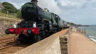 5029 ‘Nunney Castle’,57311 & 57002 pass the Dawlish Sea Wall 21/05/25