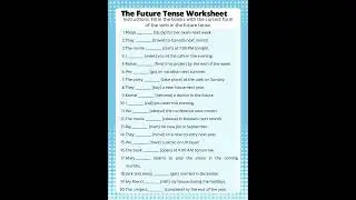 Quick Worksheet on Simple Future Tense | Practice Made Easy #learningenglishanytipsforbeginners