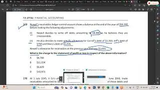 Chapter-Irrecoverable debt(FA) ACCA Kaplan kit questions(solved) (ENGLISH)