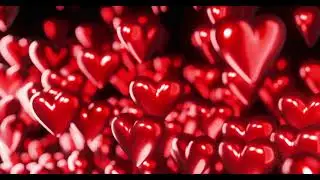Red Glossy 3D Hearts Floating and Spinning Up Abstract Loop Background Free Stock Video