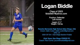 Logan Biddle, Class of 2023 - RBHS Varsity Soccer Highlights