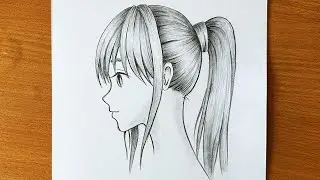 How to draw anime girl in SIDE VIEW || Anime Girl Drawing Easy
