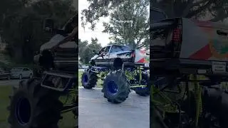 Mega Trucks Pulling in to Compete #tugowar #burnouts #horsepower #ford #chevy #dodge #gmc #shorts