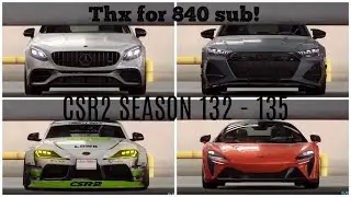 CSR2 Season 132&mdash;135 Cars and Events