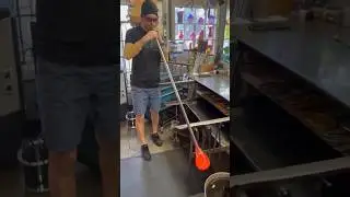 💙Glass Blowing #glassblowing #glassvase #pattersonglassworksstudio #estespark #colorado #glassware