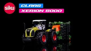 Claas Xerion 5000 Tractor Green and Amazone Cayena 6001 Seeder 1/87 (HO) Diecast Model by Siku
