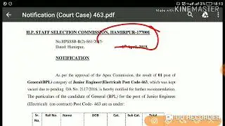 HPSSC JE Electrical ( Post Code - 463 ) Final Result Declared Today !