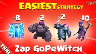TH10 Zap GoWitch &bull; Zap GoPeWitch &bull; Easiest Strategy at TH10 (Clash of Clans)