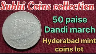 50 paise 50 years of independence Hyderabad mintcoins lot @Subhicoincollection/contact no:9080147277