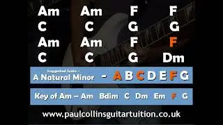 Rock Style Backing Track for A Natural Minor Scale Guitar Solo