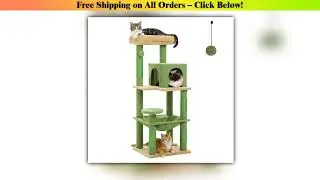 Cat Tree for Indoor Cats, 5-Level Cat Tower for Large Cats with Metal Frame Large Hammock Cat