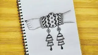 How to Draw a Bride Hand with Beautiful Bangles ll Girl Drawing ll Traditional Drawing