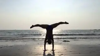 Beach Yoga Handstand Press with Kino in Goa