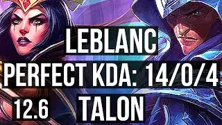 LEBLANC vs TALON (MID) | 14/0/4, Legendary, 1.0M mastery | EUW Master | 12.6