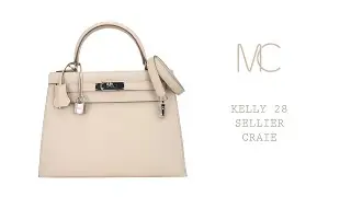 Hermes Kelly 28 Sellier Craie Bag Palladium Hardware Epsom Leather &bull; MIGHTYCHIC &bull;