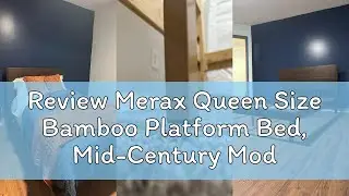 Review Merax Queen Size Bamboo Platform Bed, Mid-Century Modern Bed Frame with Tall Headboard, Solid