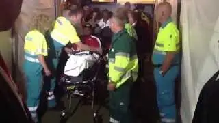 Jerry Akaminko on his way to hospital after Ghana vrs Netherlands game in Rotterdam.
