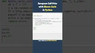 Price European Call with MONTE CARLO in PYTHON 🔥 