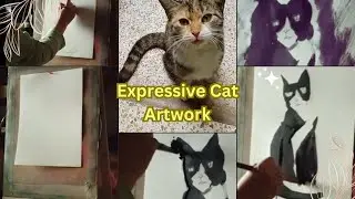 Expressive Cat Artwork | Bold Ink & Charcoal Illustration