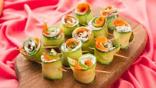🍣 Рецепт рулетов с копченым лососем и огурцом 🥒 | Здоровая, простая и подходящая для кето-диеты идея закуски!
