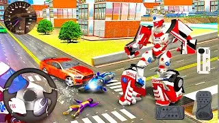 Ambulance Robot City Rescue - Transformer Van Emergency Driver - Falling Log Wood - Android Gameplay