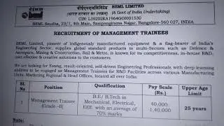 BEML RECRUITMENT 2022