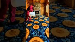 Wood Slice Epoxy Flooring 🪵 | Luxury Living Room Design Ideas #interiordesign#qualityflooring#epoxy