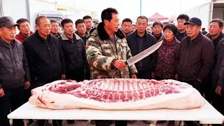 老孟這胖大肥豬肉真好賣，還沒上人就要賣完了，連血脖板油都沒了！ 【立福128】