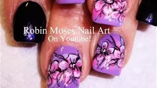 DIY Watercolor Nails | Lavender Flowers Nail Art Design tutorial