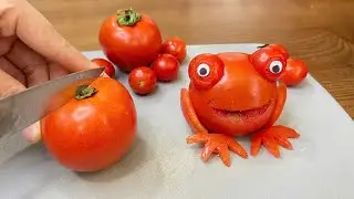 How to Create a Frog from Tomato | Cute & Satisfying Fruit Art | Carving & Decorate with Fruit