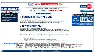 URGENTLY REQUIRED FOR LEADING COMPANY IN JUBAIL, SAUDI ARABIA