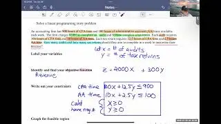 Solve a linear programming story problem
