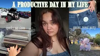 A Productive Day In My Life (spooky car show, ootd, gender reveal party) | VLOGOWEEN DAY 8