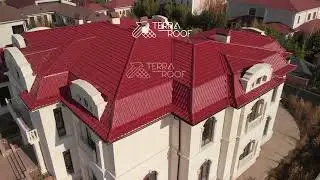 Модульная металлочерепица Budmat, профиль Venecja, цвет X MATT Вишневый 757 | TerraRoof.kz
