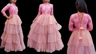 DIY STYLISH 4 LAYER RUFFLE DRESS DESIGN CUTTING AND STITCHING | simple and stylish