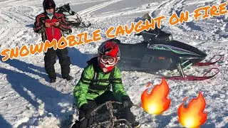 (SNOWMOBILE CAUGHT ON FIRE) snowmobile trip