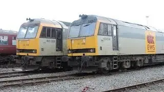 Ex EWS 60028, 60056 & 60076 outside Crewe D.M.D 5/4/2014