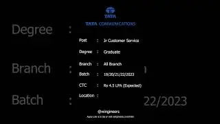 Tata Communications Job Update Salary 4.5 Lakh#shorts