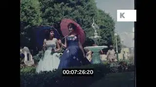 1950s Puerto Rico, Young Women With Colourful Parasols, 35mm