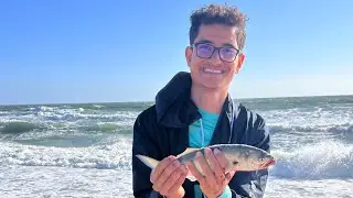 Fishing for fluke and blue fish at Island beach state park NJ 