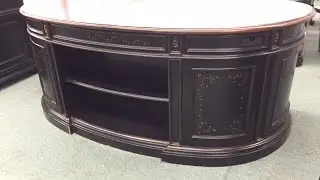 Hooker Furniture Two Tone Executive Desk and Credenza Set with Detailing